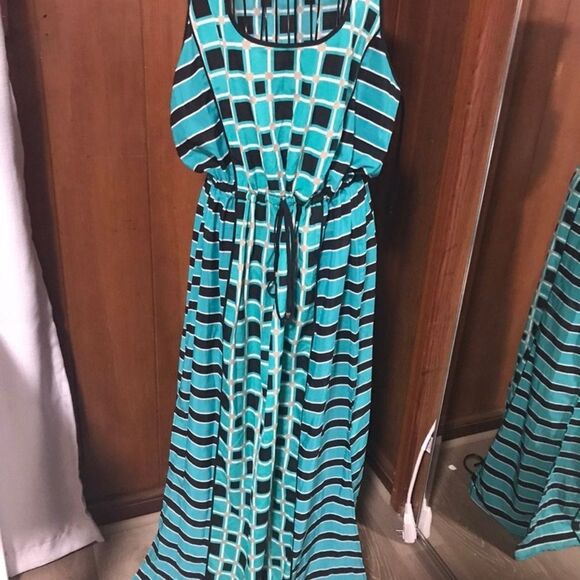 Michael Kors Dresses & Skirts - Michael Kors Maxi Sundress Teal Black XL